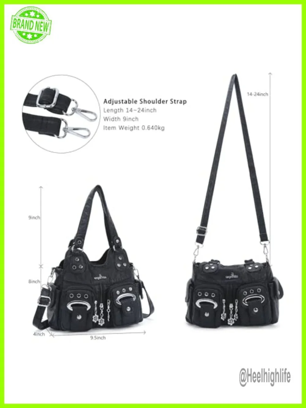 Washed Vegan Leather Hobo Purse with Multi-Pockets & Adjustable Strap
